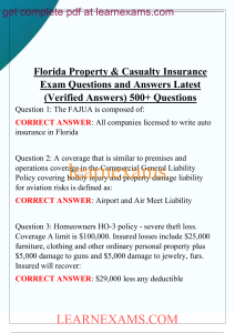 Florida Property & Casualty Insurance Exam Questions