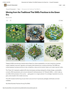 Thai SMEs Embracing the Green Era: Sustainability Practices