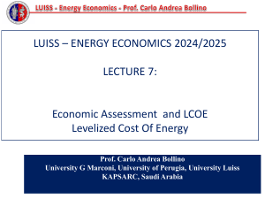 Economic Assessment & LCOE: Energy Economics Presentation