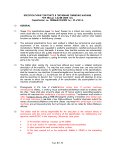 Points & Crossings Changing Machine Technical Specification