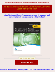 Air Valves: Air-Release, Air/Vacuum & Combination - AWWA Manual