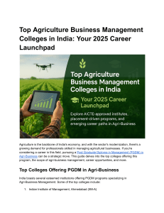 Top Agri-Business Colleges in India: 2025 Career Guide