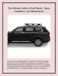 Roof Rack Guide: Types, Installation & Maintenance Tips