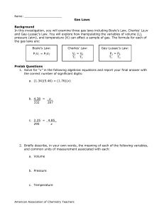 Gas Laws Worksheet: Boyle's, Charles', Gay-Lussac's