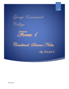Form 1 Combined Science Notes: Biology, Chemistry, Physics