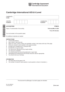 Accounting Exam Paper: Fundamentals AS & A Level
