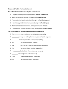 Tenses and Modals Practice Worksheet