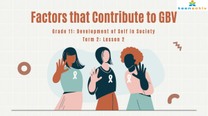 Factors Contributing to Gender-Based Violence (GBV)