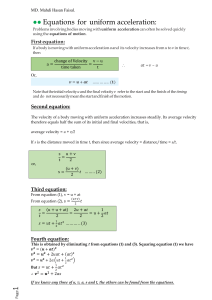 Uniform Acceleration Equations: Physics Motion Guide