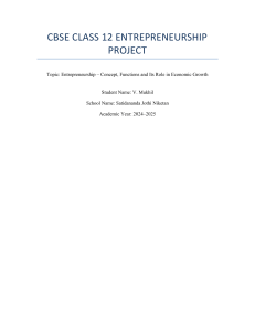Entrepreneurship Project: Concept, Functions, Economic Growth