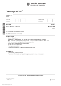 IGCSE Biology Paper 6: Alternative to Practical Exam
