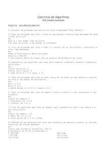 Exercícios de Algoritmos para Iniciantes