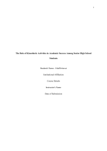 Kinesthetic Activities & Academic Success in High School