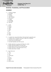 English File Intermediate Test Answer Key