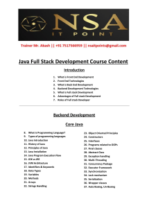 Java Full Stack Development Course Content