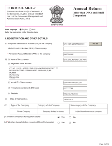 Annual Return Form MGT-7: SPACEBOUND WEB LABS Pvt Ltd