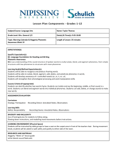 Language Arts Lesson Plan: Phonemic Awareness & Calendar