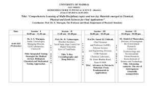 Physical Science Refresher Course Schedule - University of Madras