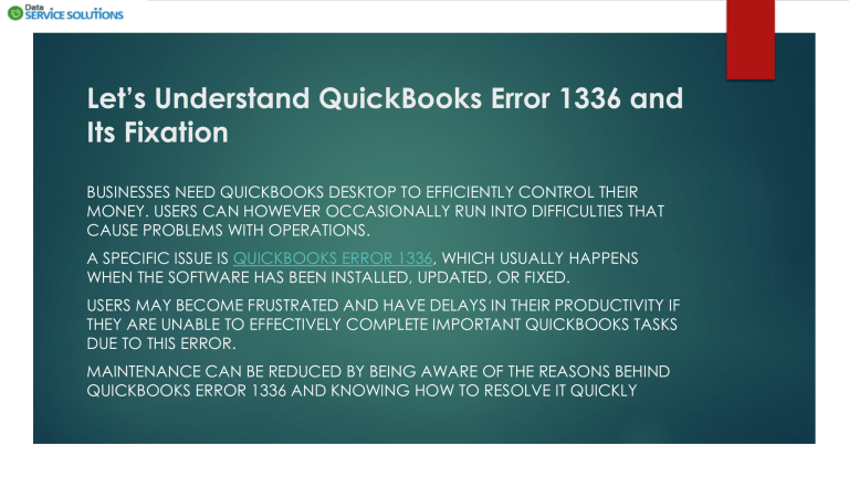 QuickBooks Error 1336: Causes and Fixes