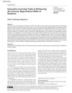 Literary Appreciation: Innovative Learning Tasks for Students