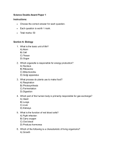 Science Double Award Paper 1 Exam