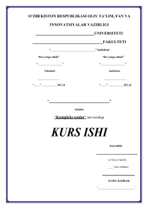 Kompleks Sonlar Kurs Ishi