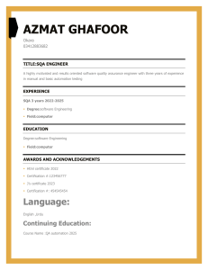 Azmat Ghafoor - SQA Engineer Resume