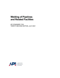 API 1104: Welding of Pipelines Standard