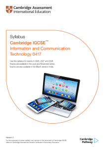 Cambridge IGCSE ICT 0417 Syllabus (2026-2028)