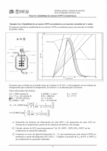 Estabilidad del Reactor CSTR: Problema de Ejemplo