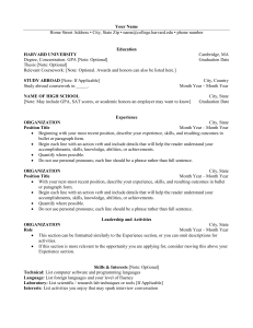 Resume Template for Students & Graduates