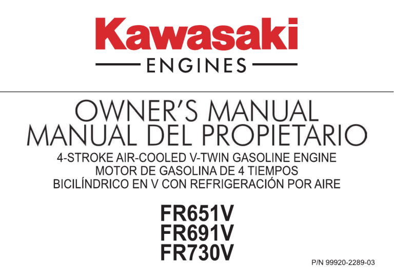 Kawasaki Engine Owner's Manual: Operation &amp; Maintenance
