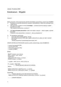 Kolokwium - Wyjątki PL/SQL