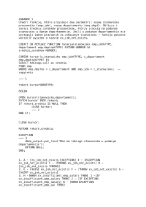 Ćwiczenia SQL PL/SQL: Funkcje, Procedury, Wyjątki