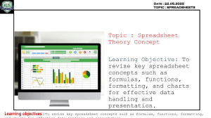 Spreadsheet Concepts Worksheet