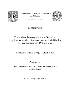 Transici&oacute;n Demogr&aacute;fica en Ozumba: Descenso Natalidad y Envejecimiento