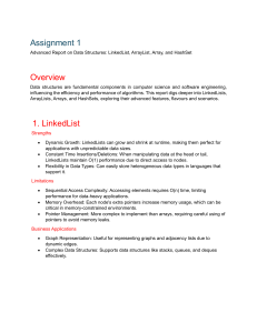 Data Structures: LinkedList, ArrayList, Array, HashSet Report