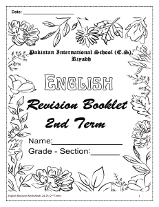 English Revision Worksheets 2nd Term