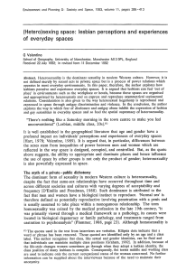 Lesbian Space: Perceptions & Experiences in Everyday Life