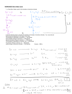 Born-Haber Cycle Worksheet: Chemistry Calculations