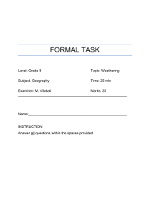 Grade 9 Geography: Weathering Exam