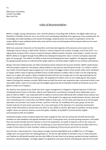 Letter of Recommendation for Cornell Tech MBA - Nikhil