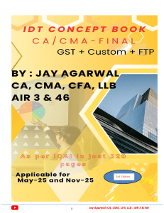 IDT Concept Book: GST, Custom, FTP for CA/CMA Final