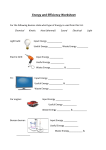 Energy and Efficiency Worksheet
